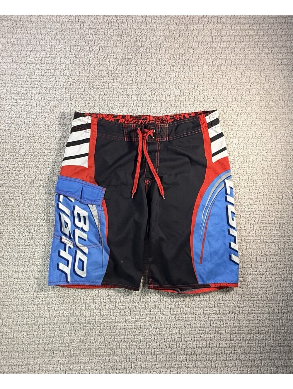 Anheuser Busch Bud Light Board Shorts MENS Multicolor Swim Trunks SIZE 32
